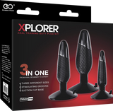 Xplorer Anal Training Butt Plug Kit (Ribbed) (Black)