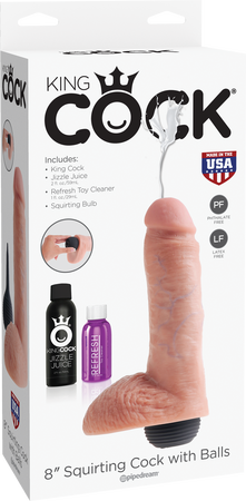 8" Squirting Cock W/ Balls (Flesh)